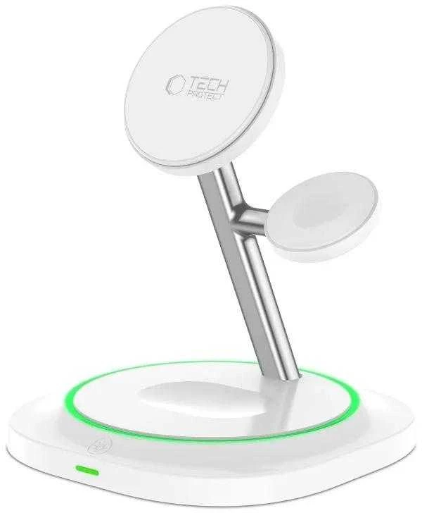 Tech-Protect QI15W-A46 3in1 magnetinis MagSafe indukcinis įkroviklis - Baltas
