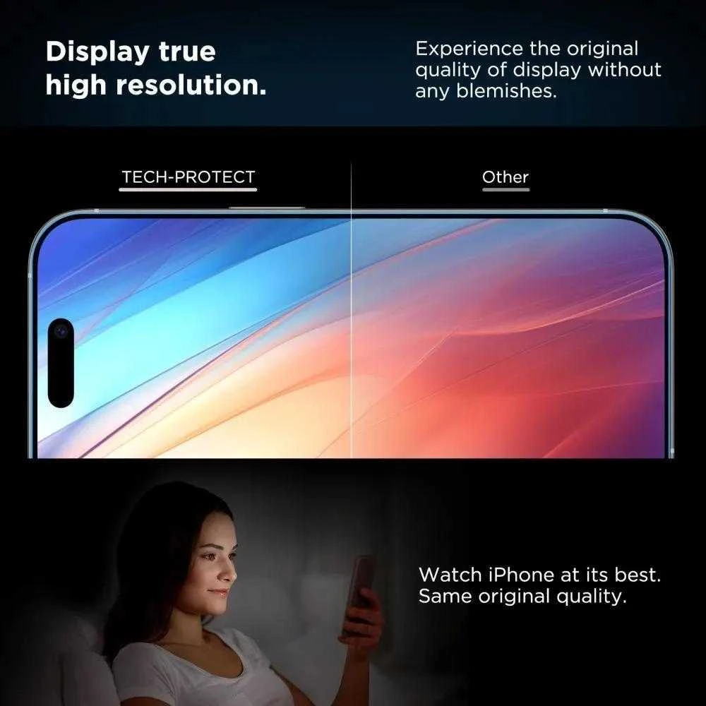 „Tech-Protect Quick Set+“ 2 grūdinto stiklo pakuotė, skirta „iPhone 17 Pro“ - juodas
