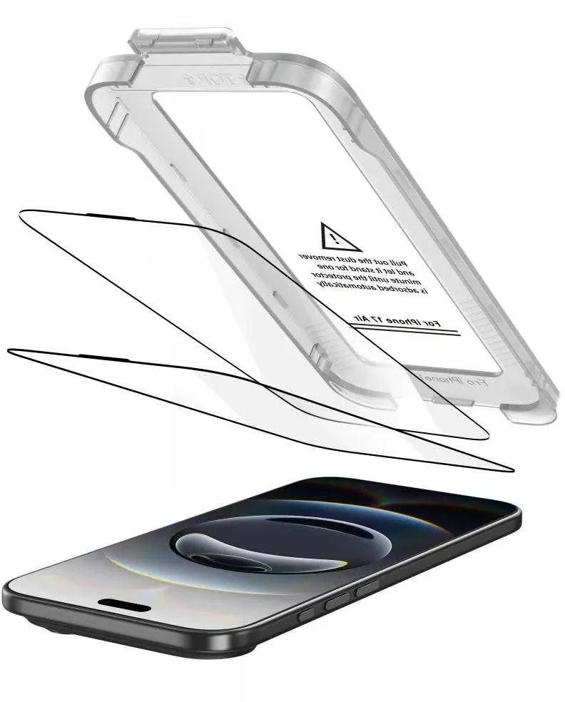 „Tech-Protect Quick Set+“ 2 grūdinto stiklo pakuotė, skirta „iPhone 17 Air“ - juodas