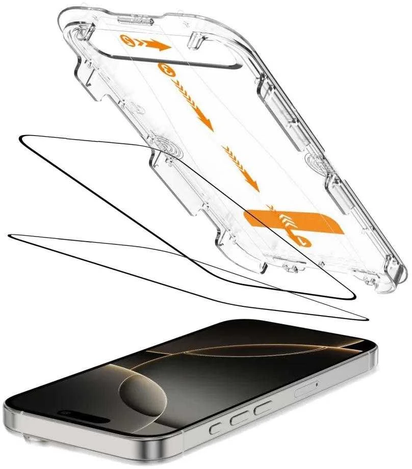 „Tech-Protect Quick Set+“ 2 grūdinto stiklo pakuotė, skirta „iPhone 16 Pro“