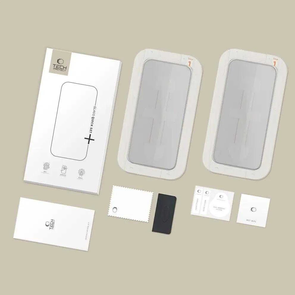 „Tech-Protect Quick Set Spy+“ privatumo stiklų, skirtų „iPhone 16 Pro“, 2 vnt. pakuotėje