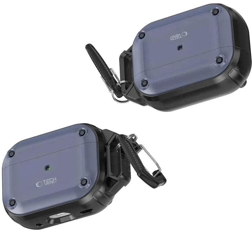 Dėklas TECH-PROTECT ROUGH HOOK Apple AIRPODS PRO 1 / 2 STEEL mėlynos spalvos