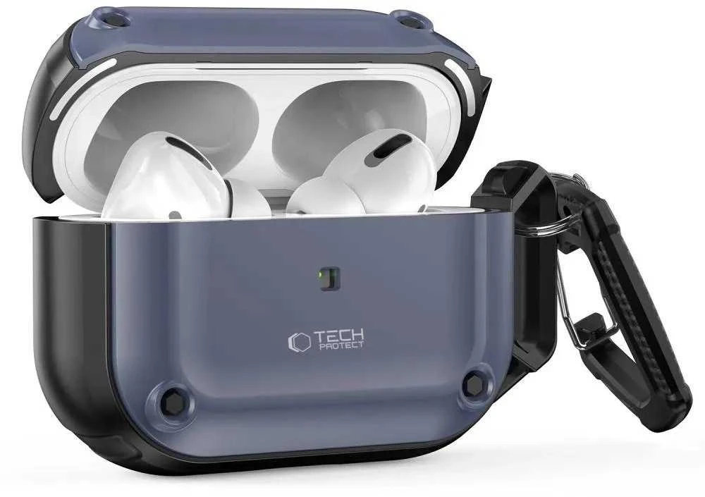 Dėklas TECH-PROTECT ROUGH HOOK Apple AIRPODS PRO 1 / 2 STEEL mėlynos spalvos