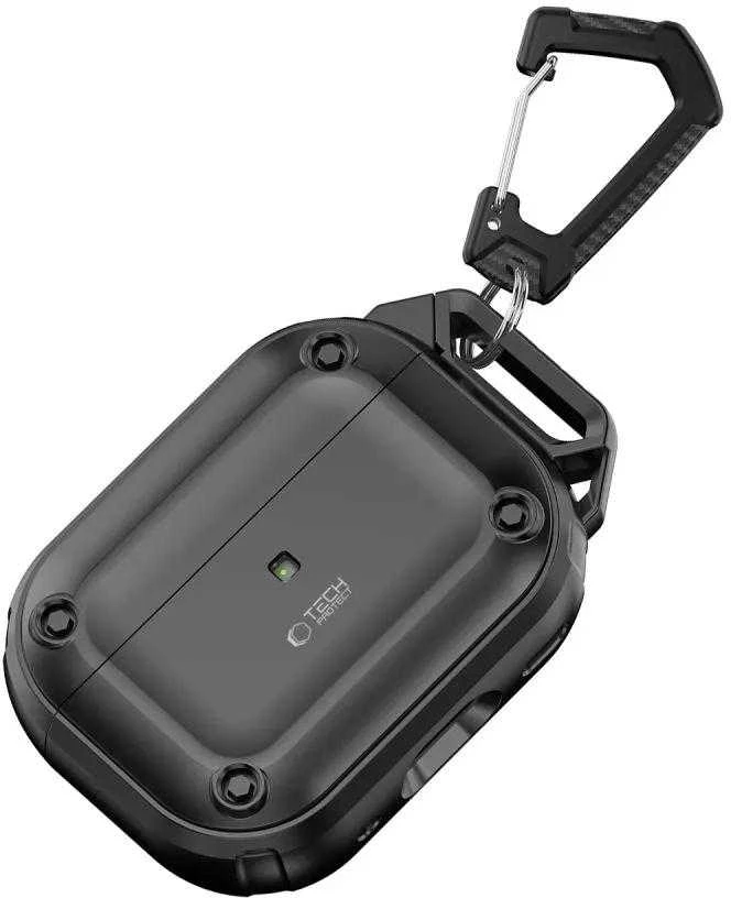 Dėklas TECH-PROTECT ROUGH HOOK Apple AIRPODS PRO 1 / 2 juodos spalvos