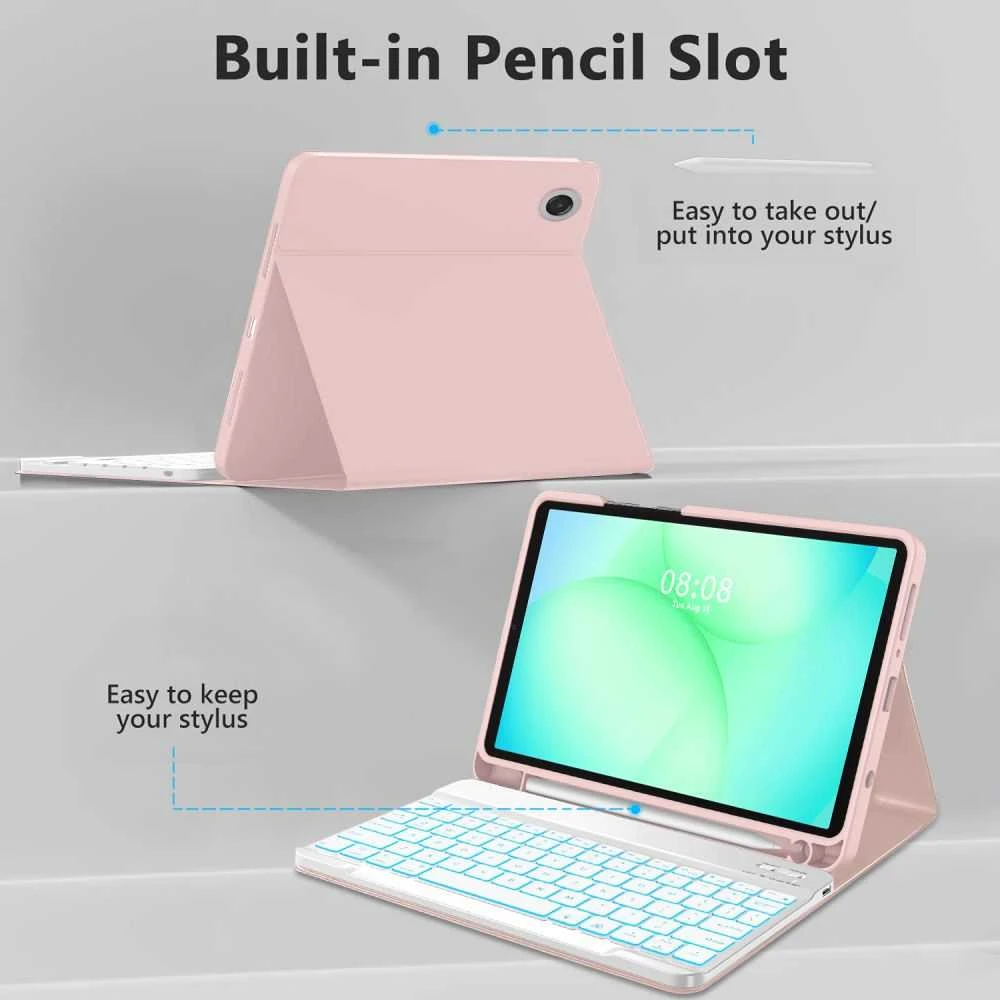 Tech-Protect SC Pen dėklas skirtas Samsung Galaxy Tab A9 / A11 8.7 X110 / X115 / X133 / X135 – rožinės spalvos