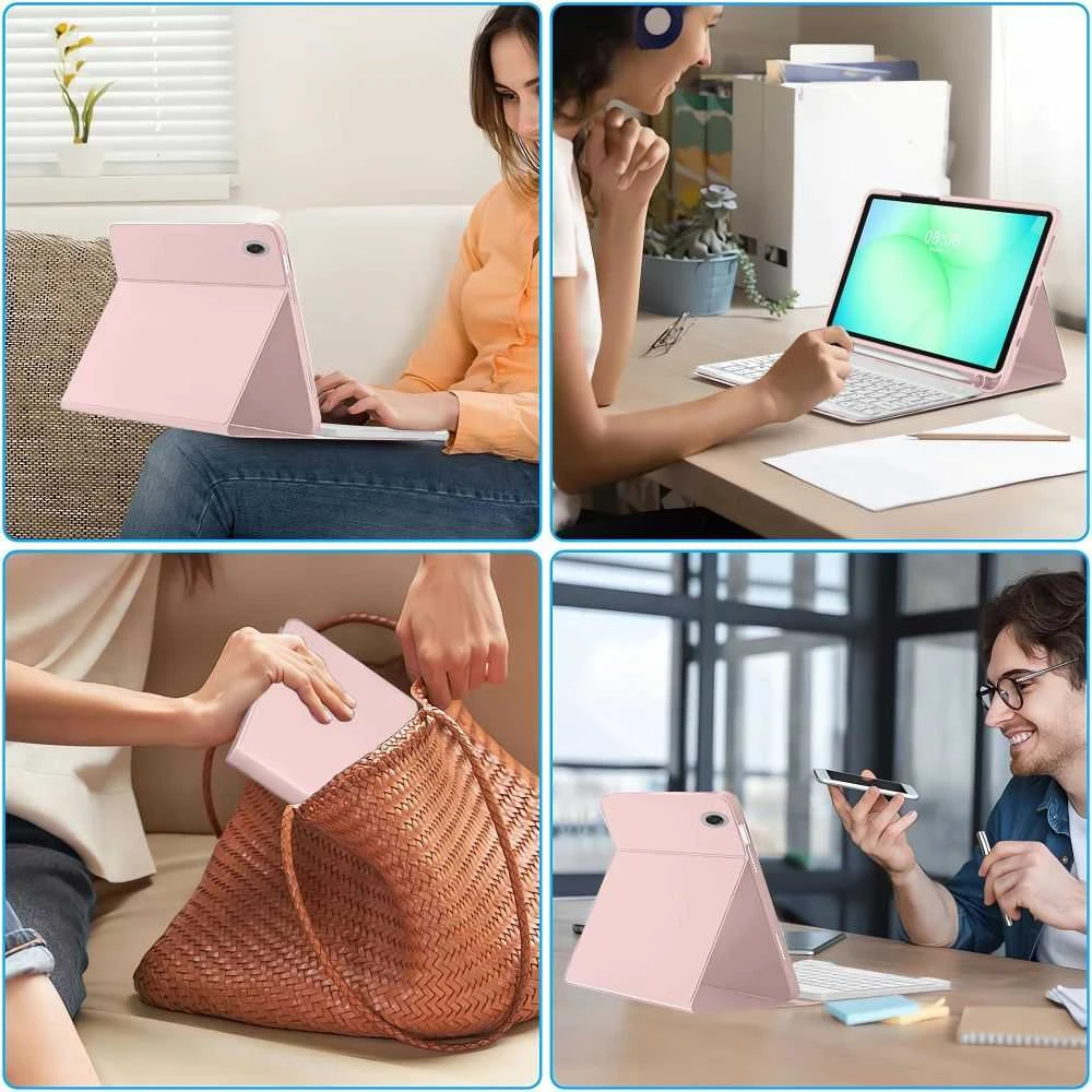 Tech-Protect SC Pen dėklas skirtas Samsung Galaxy Tab A9 / A11 8.7 X110 / X115 / X133 / X135 – rožinės spalvos