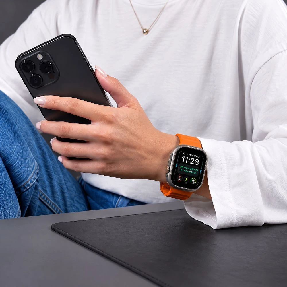 Tech-Protect SILICONE LINE WATCH 8 / 9 / 10 / 11 / 12 / SE / ULTRA (44 / 45 / 46 / 49 MM) ORANŽINIS
