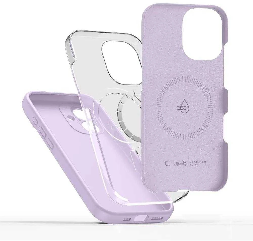 „Tech-Protect“ silikoninis „MagSafe“ dėklas, skirtas „iPhone 17“ – Violetinė