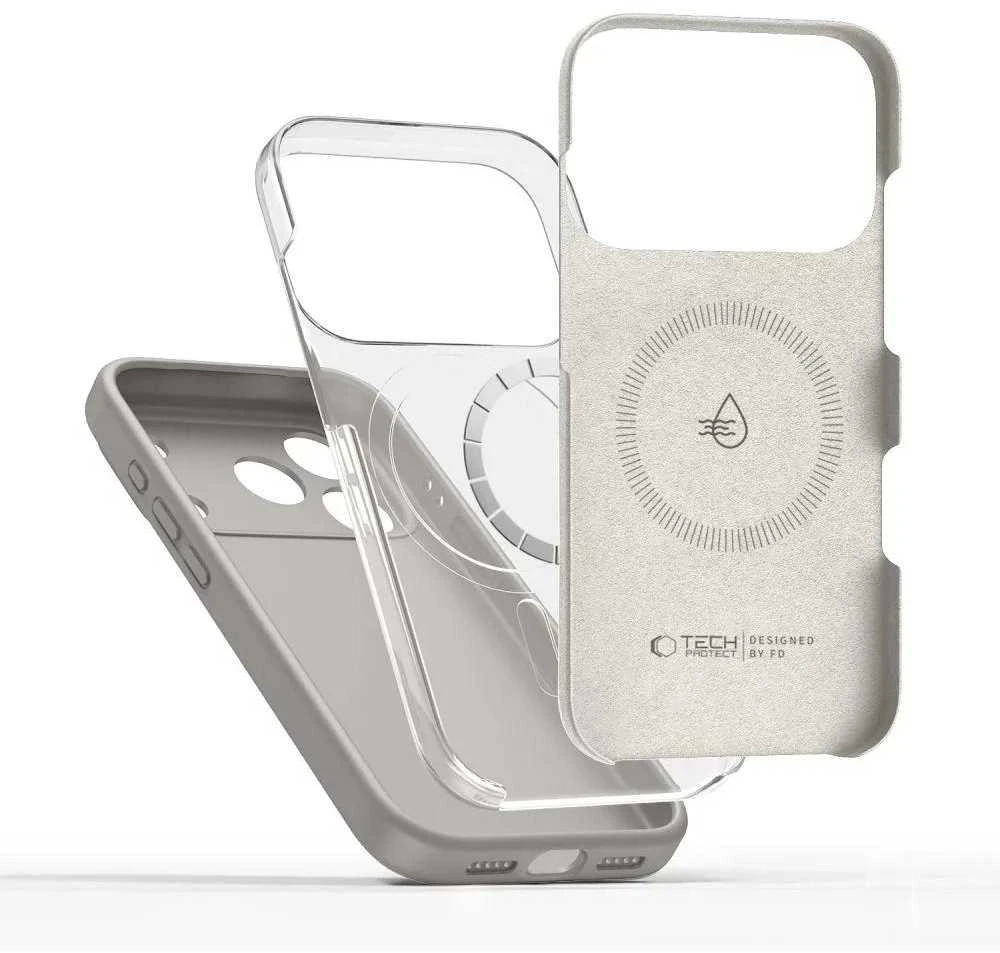 „Tech-Protect“ silikoninis „MagSafe“ dėklas, skirtas „iPhone 17 Pro“ – pilkas