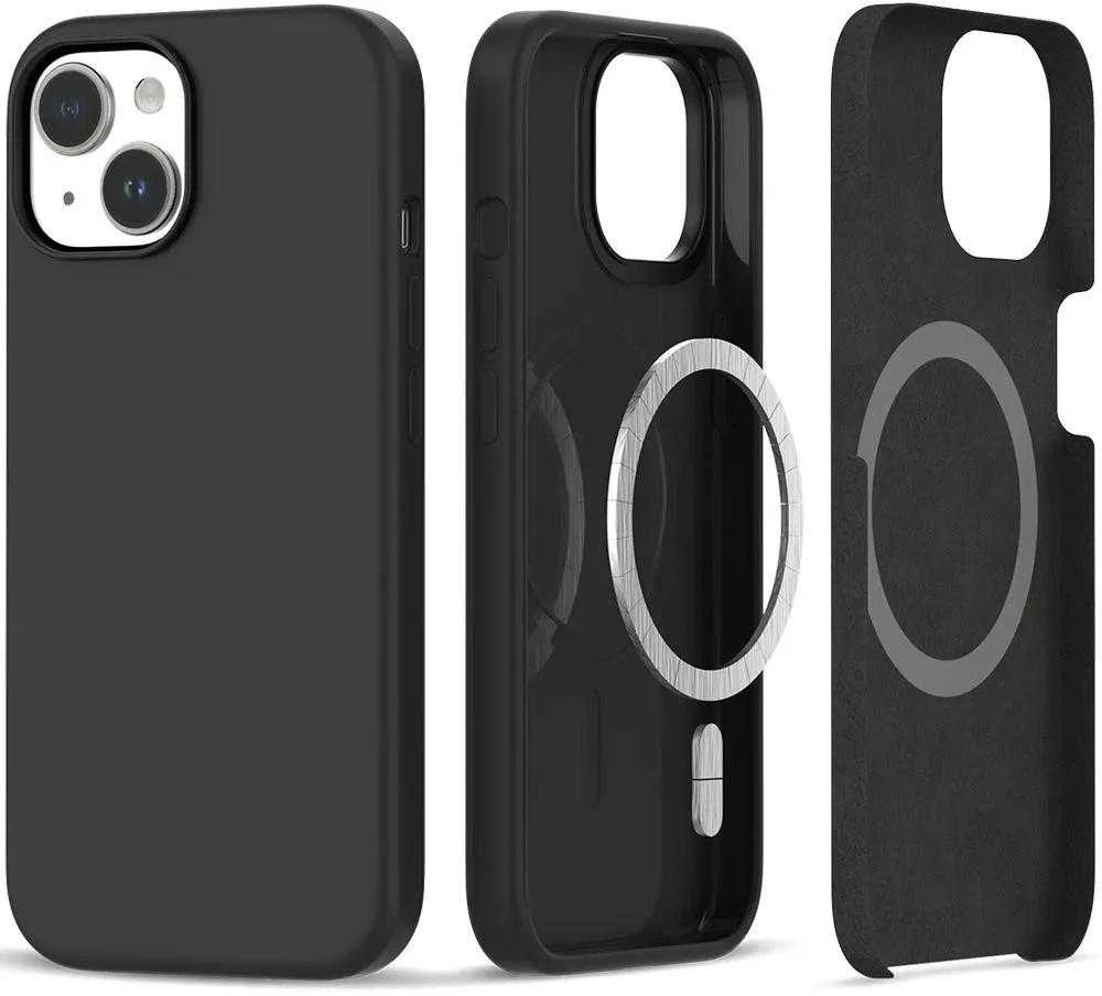 Tech-Protect silikoninis MagSafe Apple iPhone 15 Case – Matte dėklas telefonui juodos spalvos