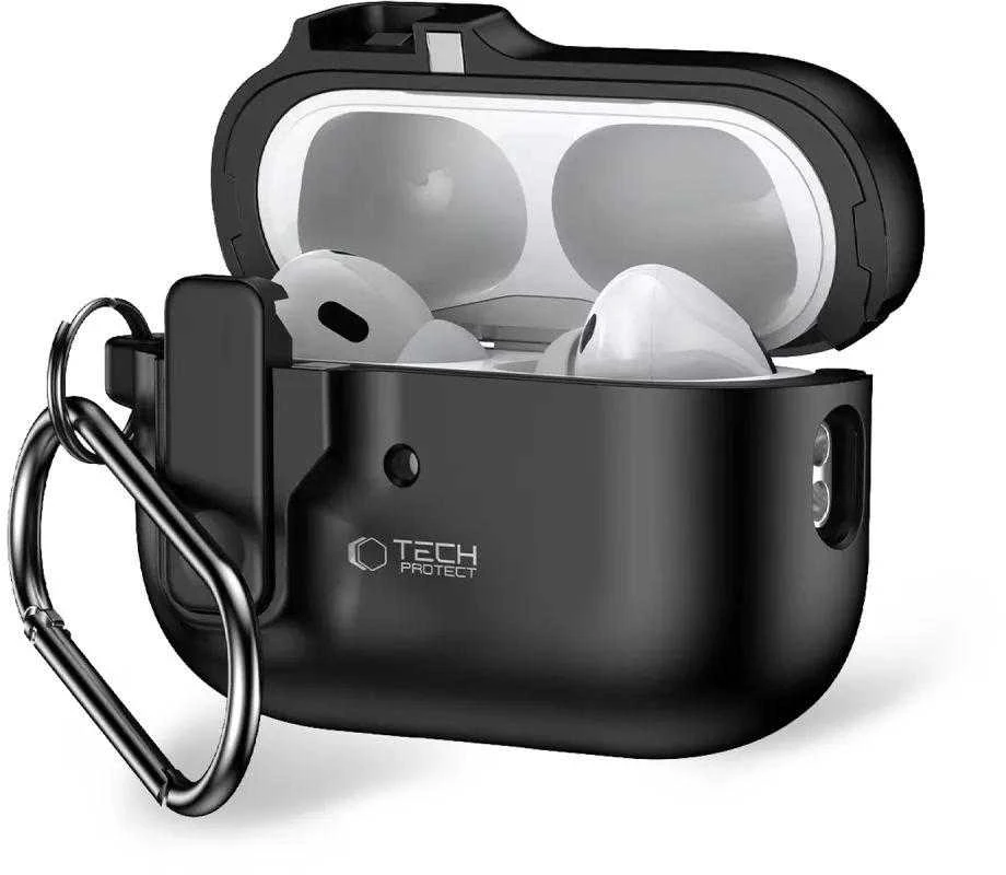 Dėklas TECH-PROTECT SLIM HOOK Apple AIRPODS PRO 1 / 2 juodos spalvos