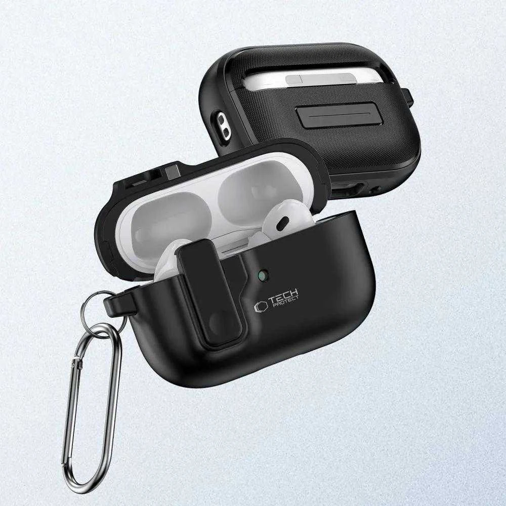 Dėklas TECH-PROTECT SLIM HOOK Apple AIRPODS PRO 1 / 2 juodos spalvos