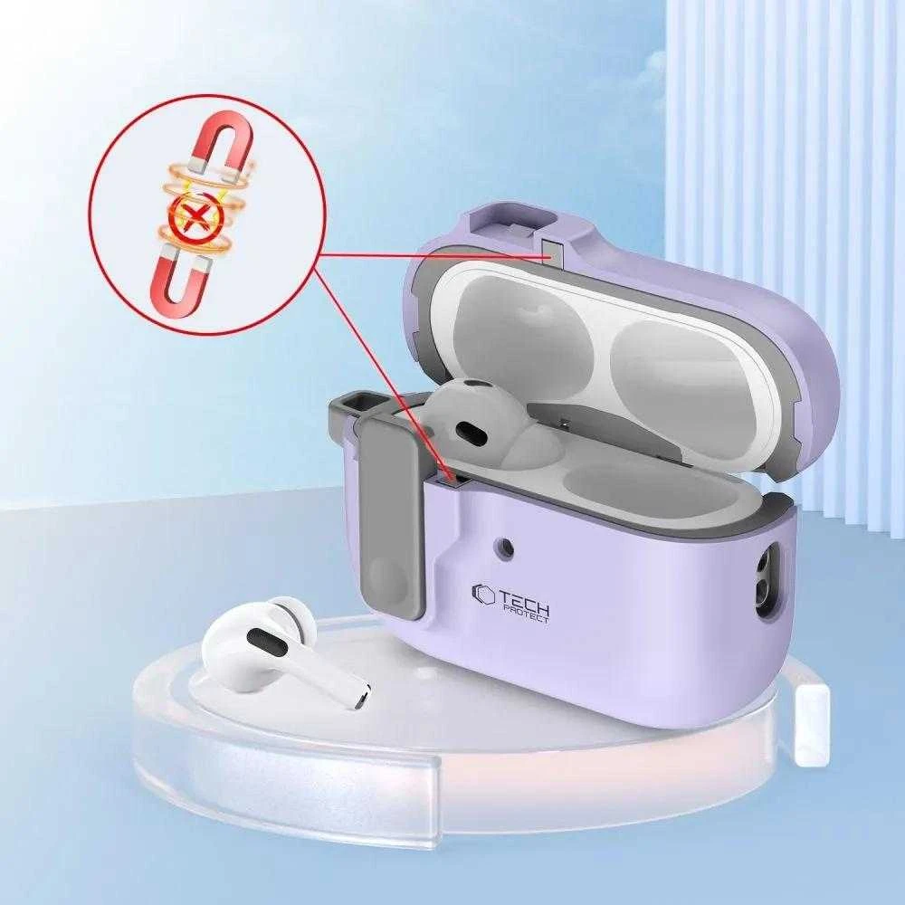 Dėklas TECH-PROTECT SLIM HOOK Apple AIRPODS PRO 1 / 2 levandų spalvos
