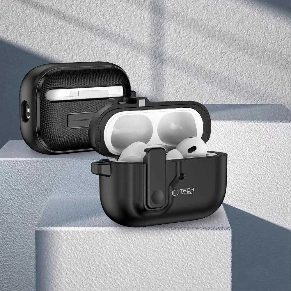 Dėklas TECH-PROTECT SLIM HOOK Apple AIRPODS PRO 1 / 2 juodos spalvos