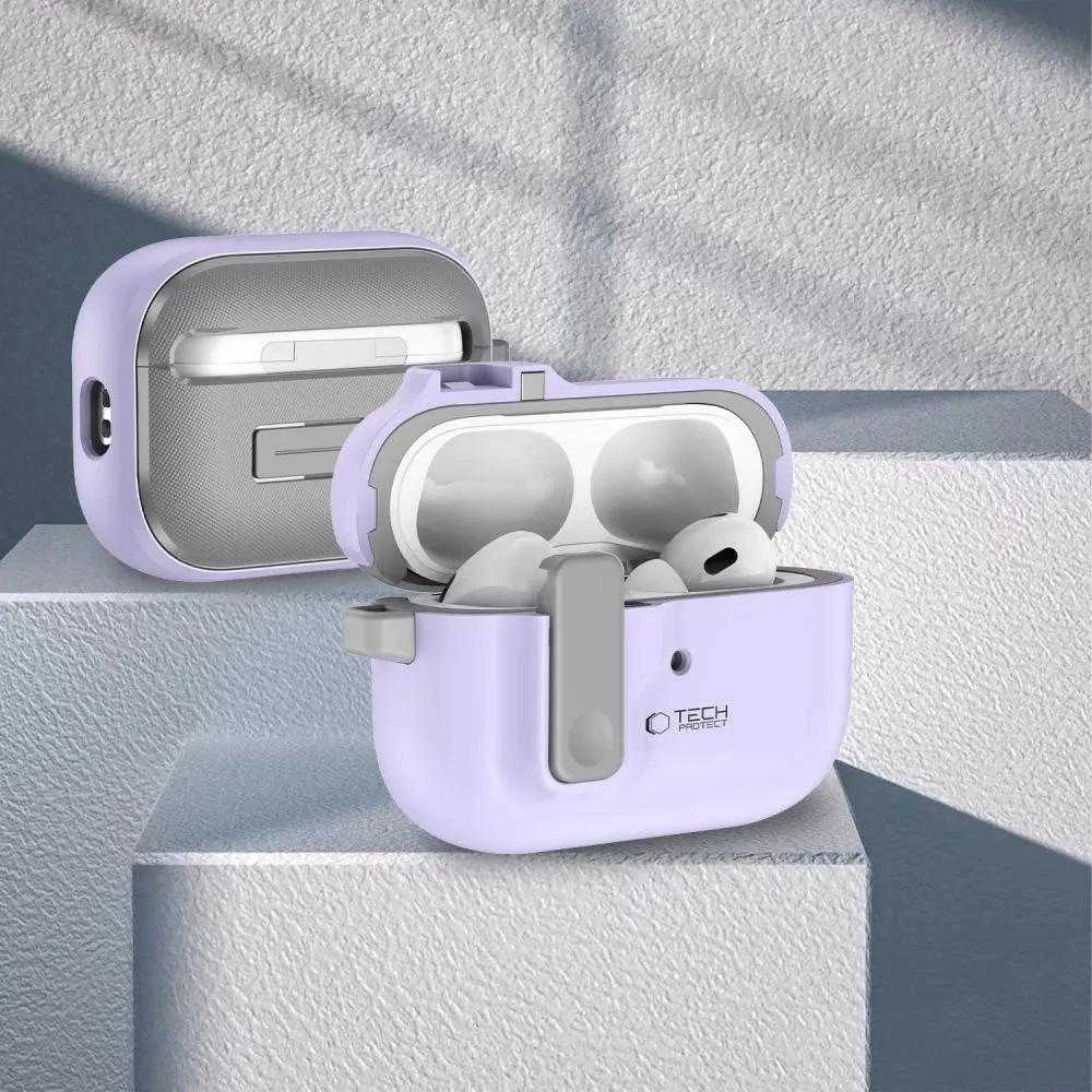 Dėklas TECH-PROTECT SLIM HOOK Apple AIRPODS PRO 1 / 2 levandų spalvos