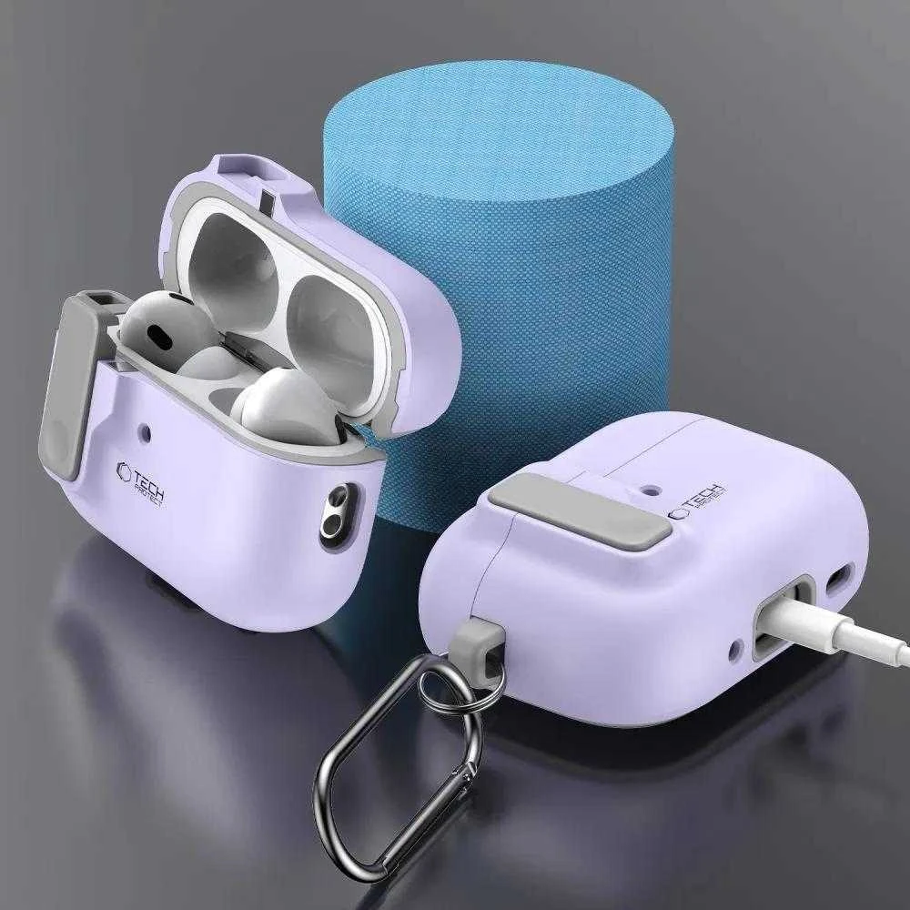 Dėklas TECH-PROTECT SLIM HOOK Apple AIRPODS PRO 1 / 2 levandų spalvos