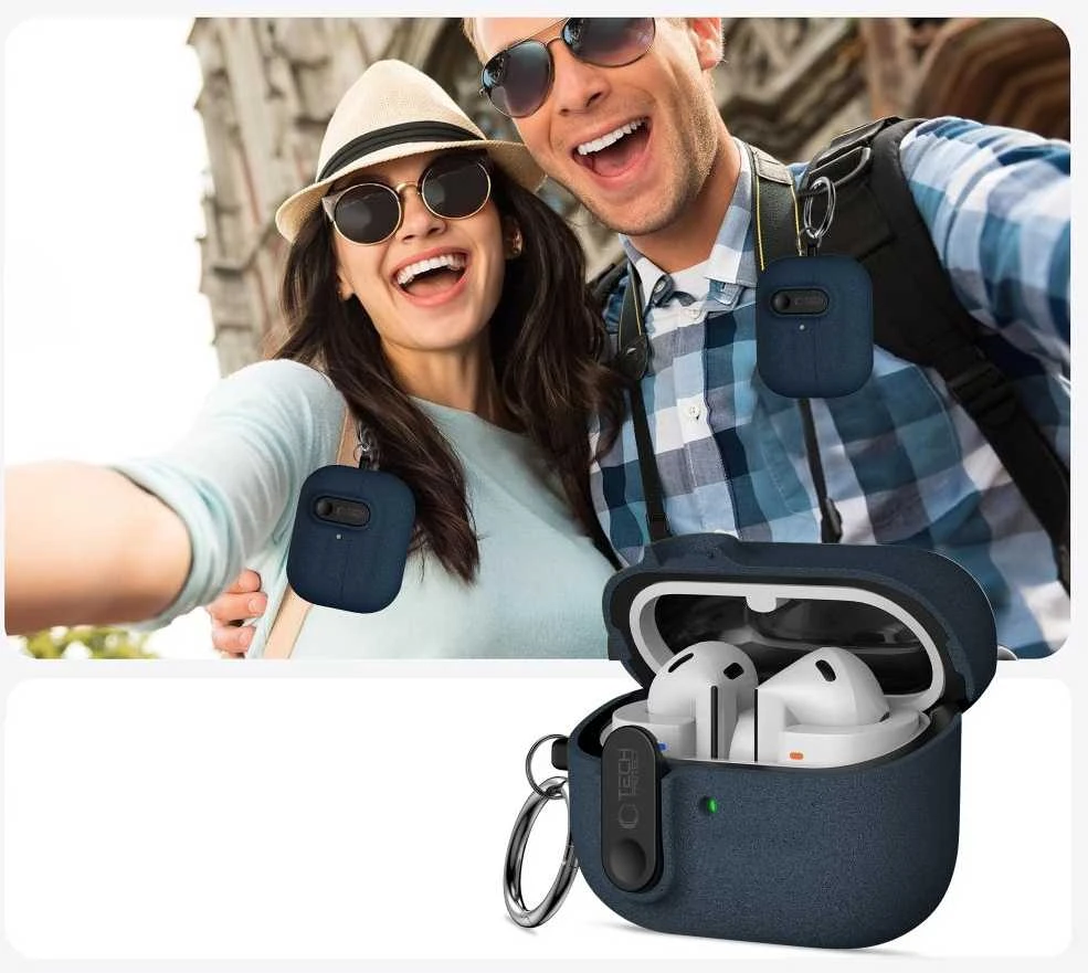 Tech-Protect Slim Hook dėklas ausinėms Samsung Galaxy Buds 3 / 3 FE / 3 Pro mėlynos spalvos