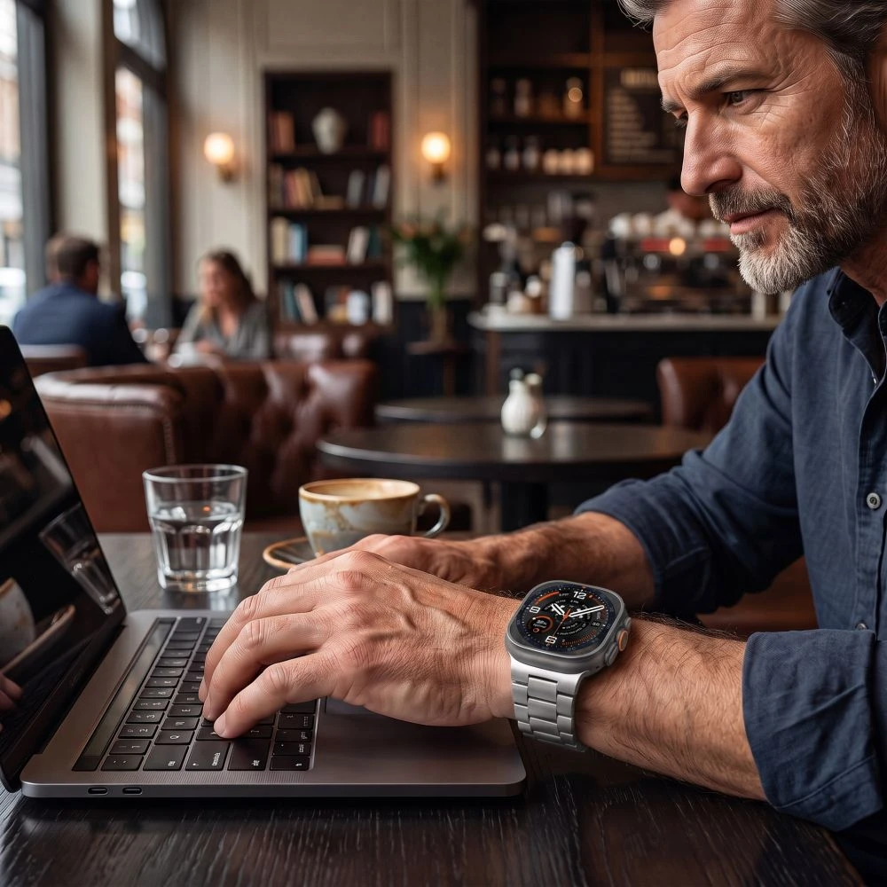 „Tech-Protect“ nerūdijančio plieno „Samsung Galaxy Watch Ultra 1 / 2“ 2024–2026 (47 mm) laikrodis su integruotu ekranu.