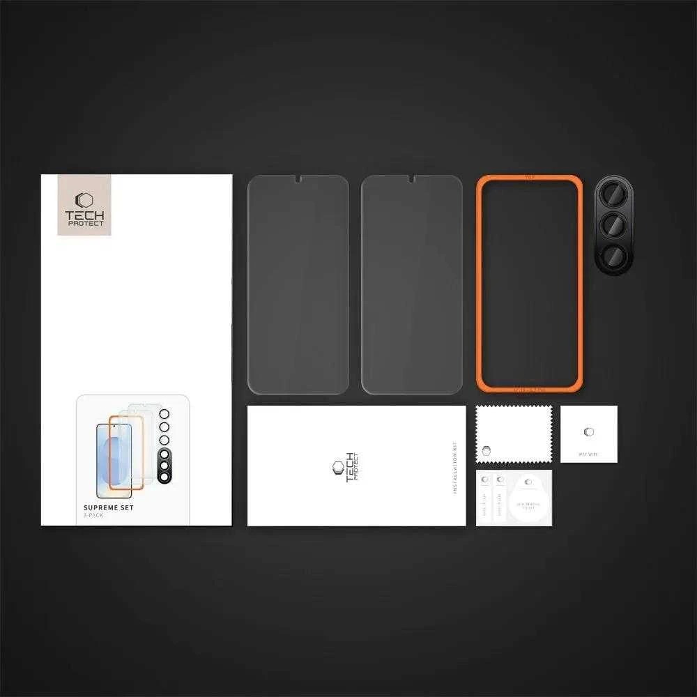 Tech-Protect Supreme Set for Samsung Galaxy S25 Plus 2x apsauginis stiklas skirtas ekranui / apsauginis stiklas for camera – transparent