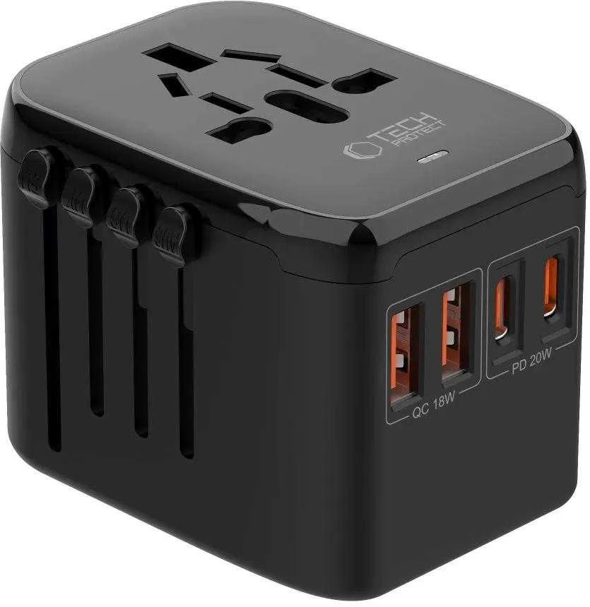Tech-Protect TA200 EU / UK / US / AU adapter - juodas