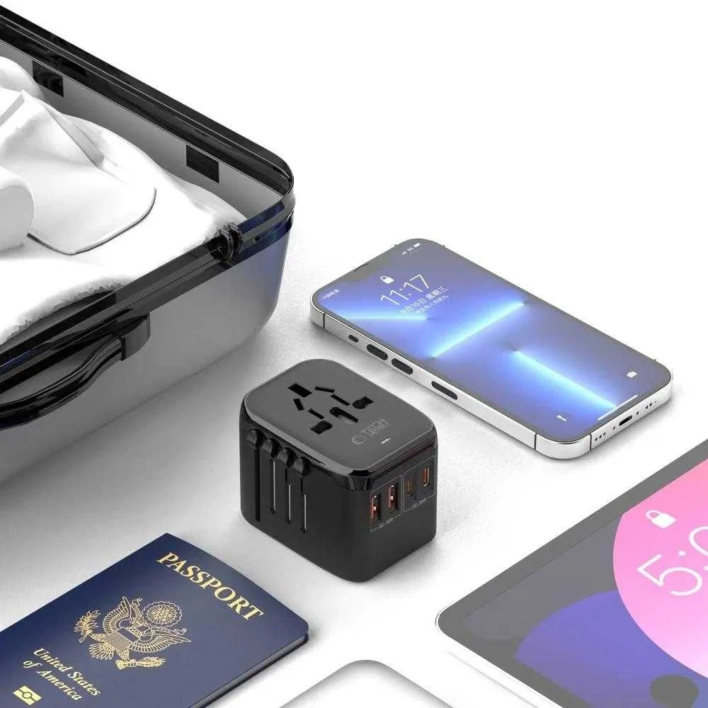 Tech-Protect TA200 EU / UK / US / AU adapter - juodas