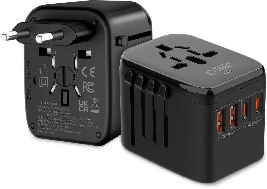 Tech-Protect TA200 EU / UK / US / AU adapter - juodas