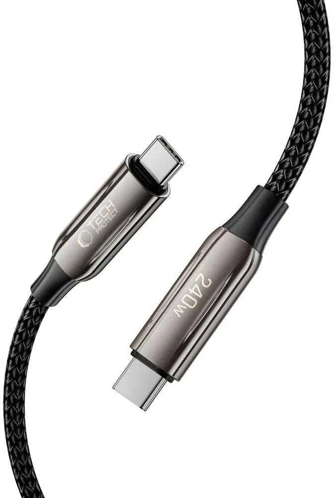 Tech-Protect UB10T Ultraboost USB-C PD240W/QC4.0 kabelis 100cm - Juodas