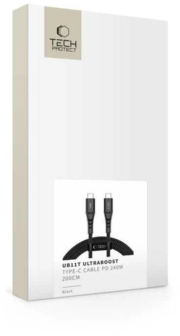 Tech-Protect UB11T ULTRABOOST TYPE-C KABELIS PD 240W / QC3.0 200CM Juodas