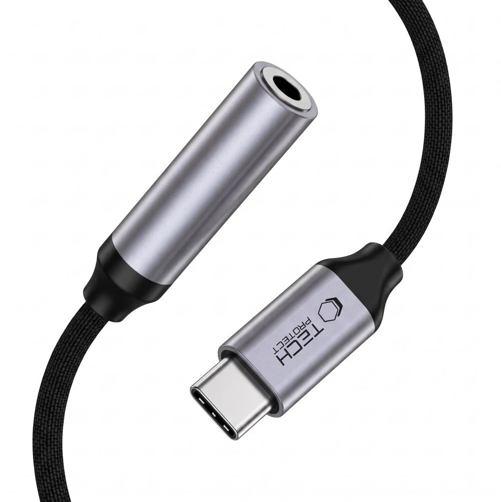 TECH-PROTECT ULTRABOOST ADAPTERIS USB-C Į MINI JACK 3.5MM DAC IRON Pilkas