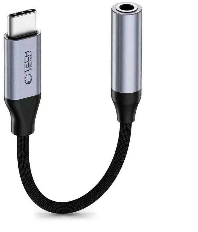 TECH-PROTECT ULTRABOOST ADAPTERIS USB-C Į MINI JACK 3.5MM DAC IRON Pilkas
