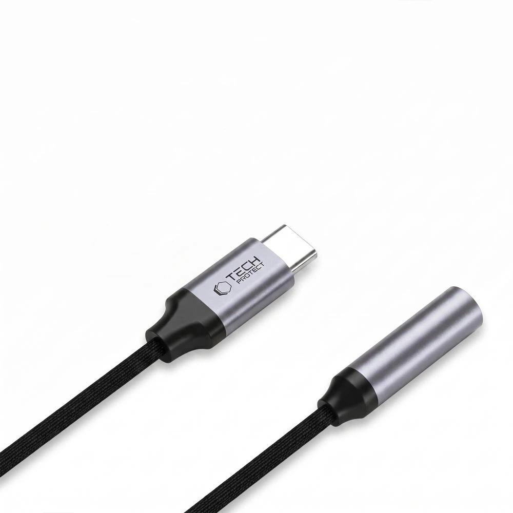 TECH-PROTECT ULTRABOOST ADAPTERIS USB-C Į MINI JACK 3.5MM DAC IRON Pilkas