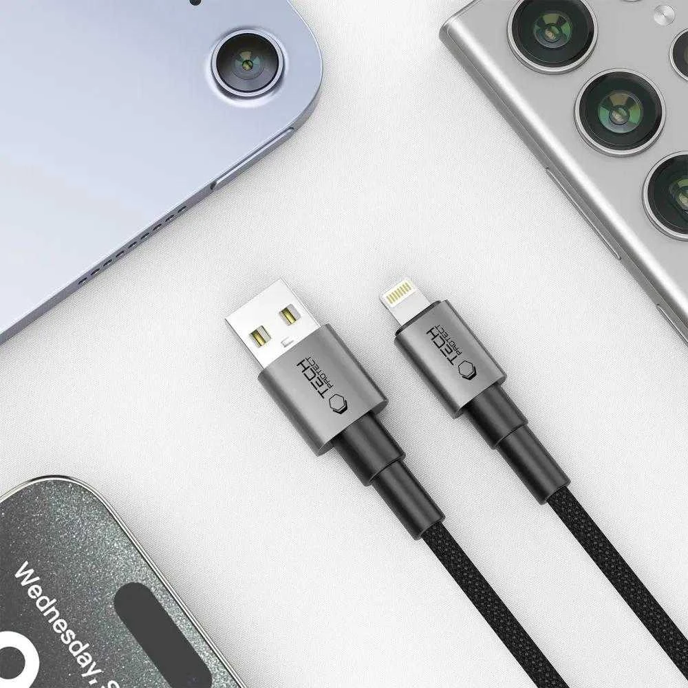 Tech-Protect Ultraboost DNA USB-A / Lightning kabelis 12W/2.4A 25 cm - pilka