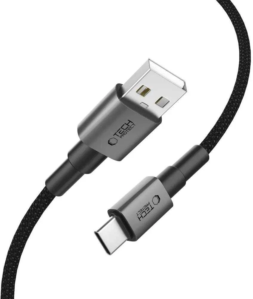 Tech-Protect UltraBoost DNA USB-A / USB-C kabelis 15W/3A 200cm – pilkas