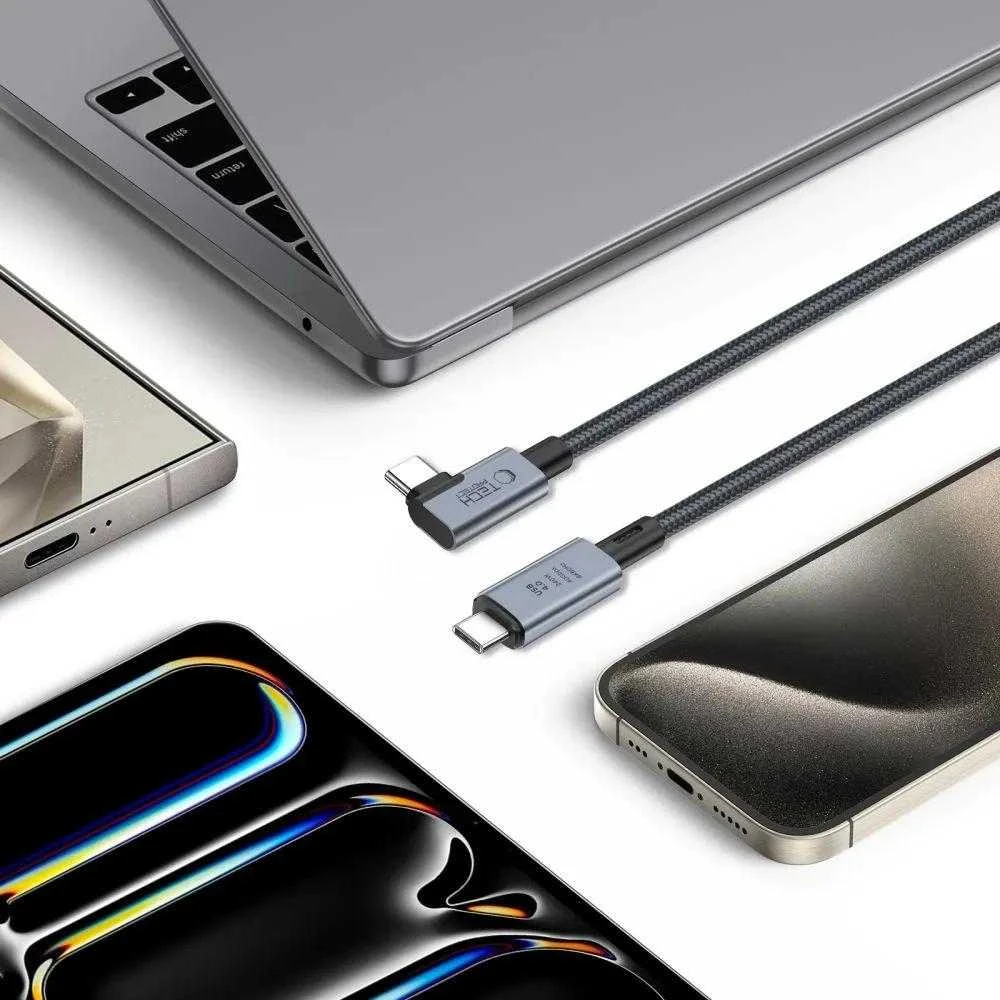 Tech-Protect UltraBoost Max L USB-C 4.0 (tiesus) / USB-C 4.0 (kampinis) PD 240W 8K 40Gbps 1,5 m kabelis – pilkas
