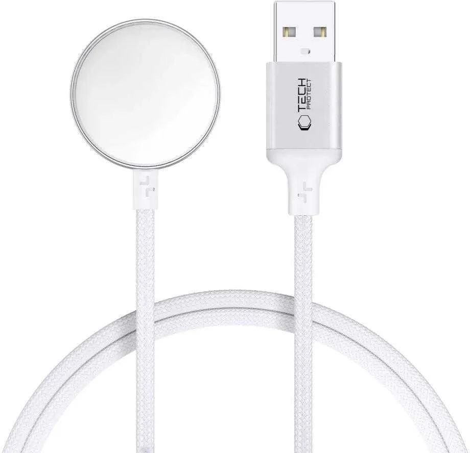 Tech-Protect UltraBoost USB-A belaidis įkroviklis skirtas Apple Watch 1m – baltos spalvos