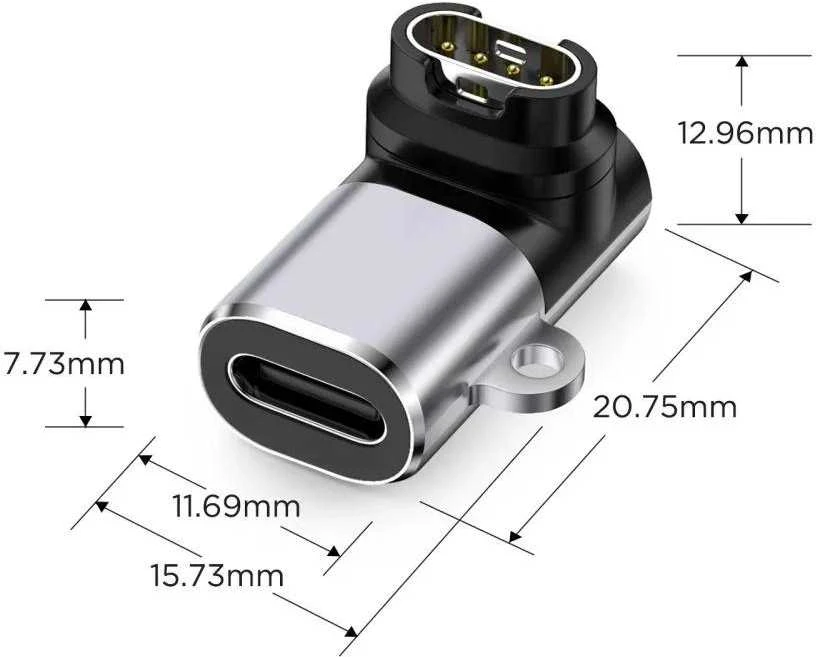 Tech-Protect Ultraboost USB-C Angle Adapteris skirtas Garmin Watch – pilkos spalvos