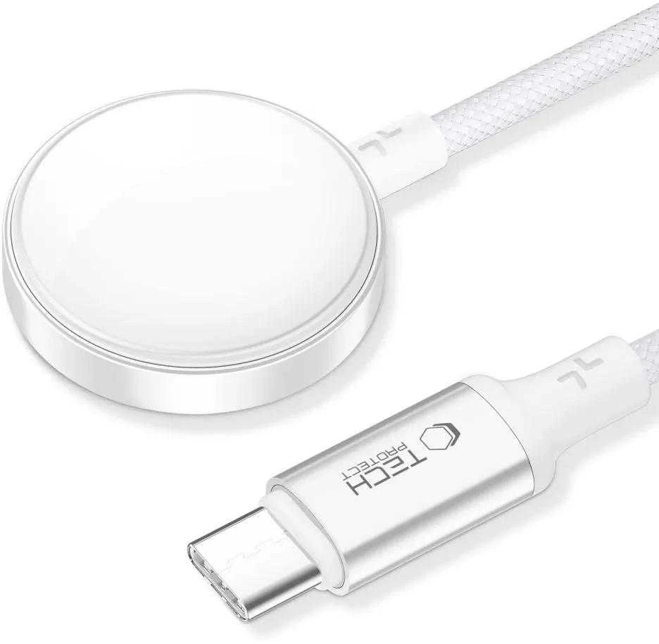 Tech-Protect UltraBoost USB-C belaidis įkroviklis skirtas Apple Watch 1m – baltos spalvos