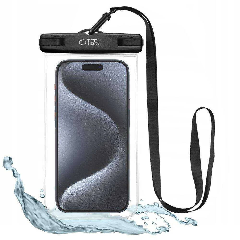 TECH-PROTECT UNIVERSALUS VANDENIUI atsparus dėklas Juodas/CLEAR
