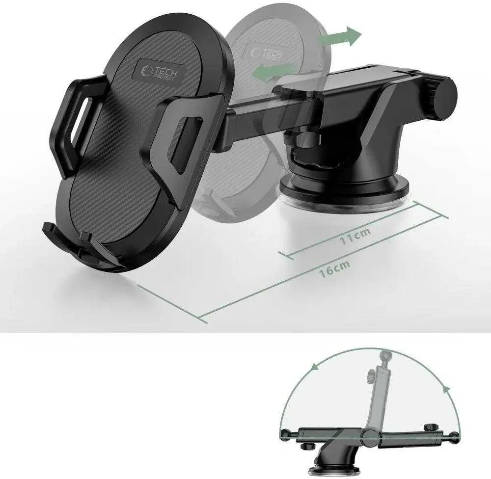 Tech-Protect V1 Car telefono laikiklis for Windshield/Cockpit – juodos spalvos