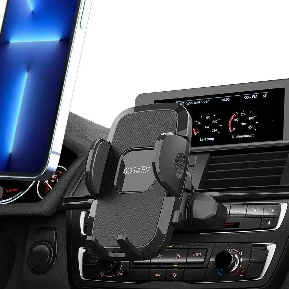 Tech-Protect V3 automobilinis telefono laikiklis su CD drive – juodos spalvos