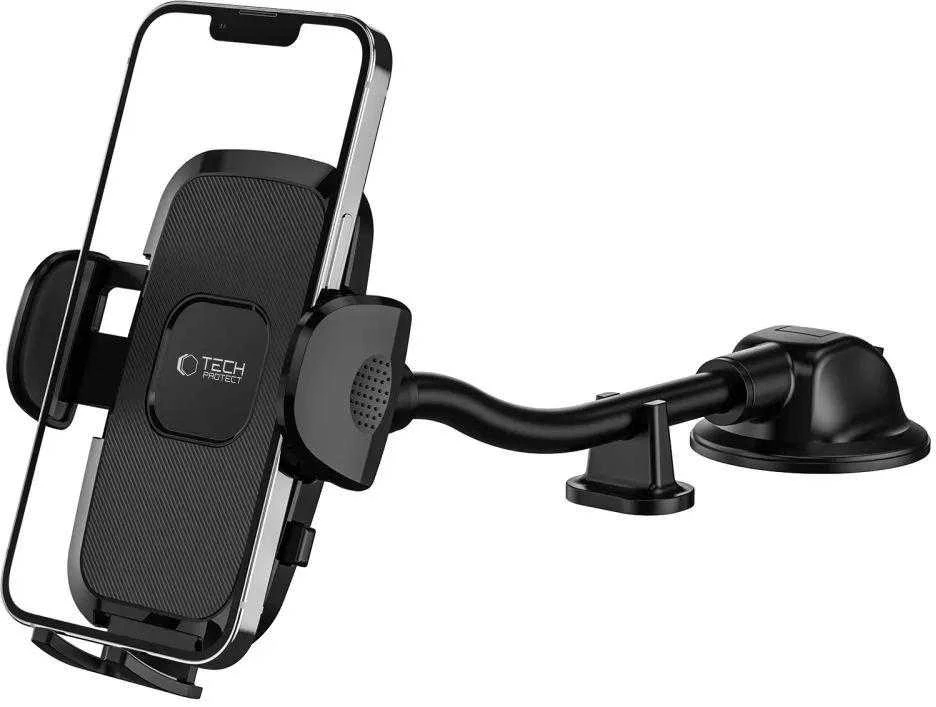 Tech-Protect V3 Long Arm automobilinis telefono laikiklis for Windshield/Cockpit – juodos spalvos