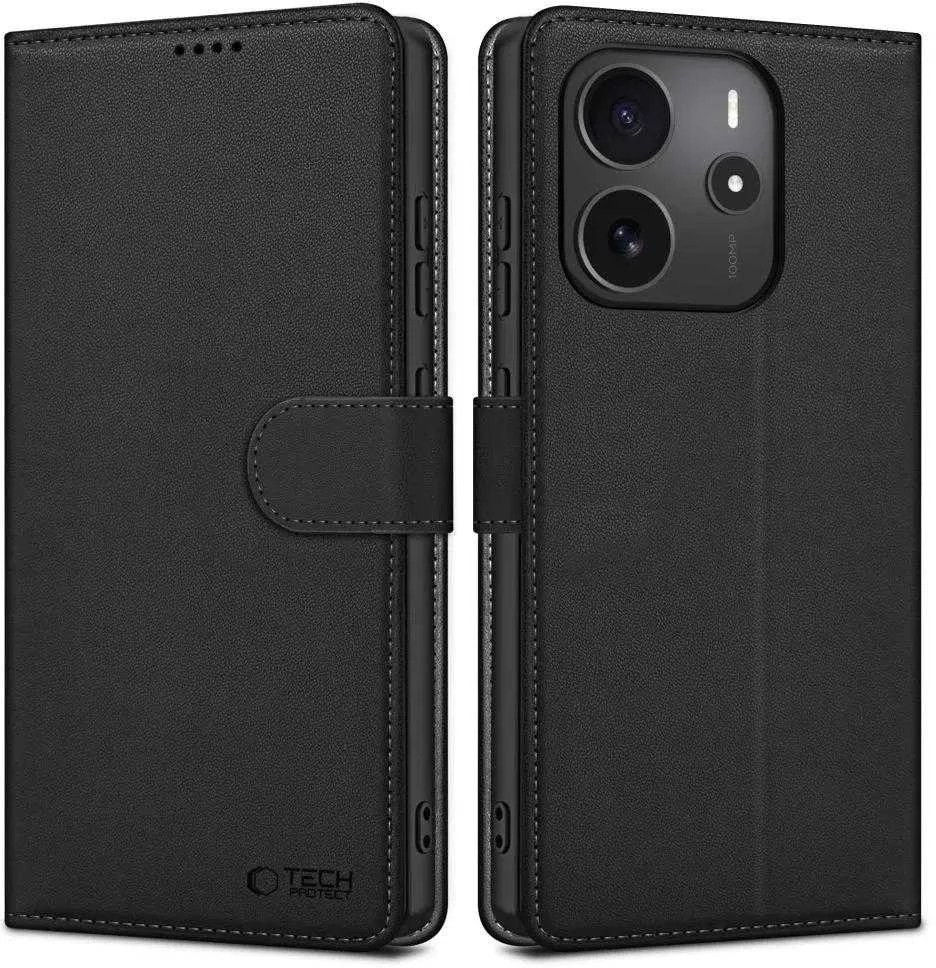 Tech-Protect Wallet Xiaomi Redmi Note 14 4G / LTE – Matte dėklas telefonui juodos spalvos