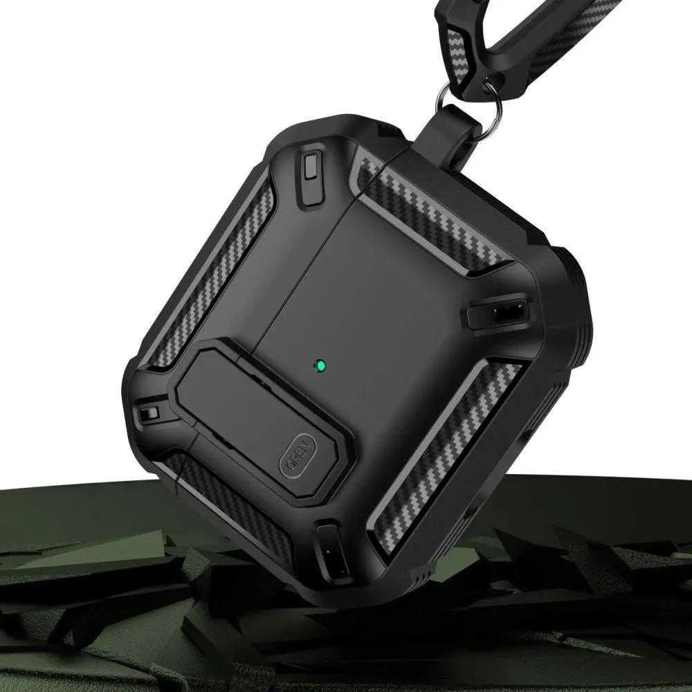 Tech-Protect X-Carbo AirPods Pro 1 / 2 – dėklas ausinėms, juodos spalvos