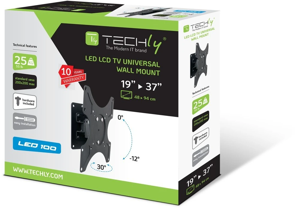 Techly ICA-LCD 2900B televizoriaus laikiklis 94 cm (37") Juoda