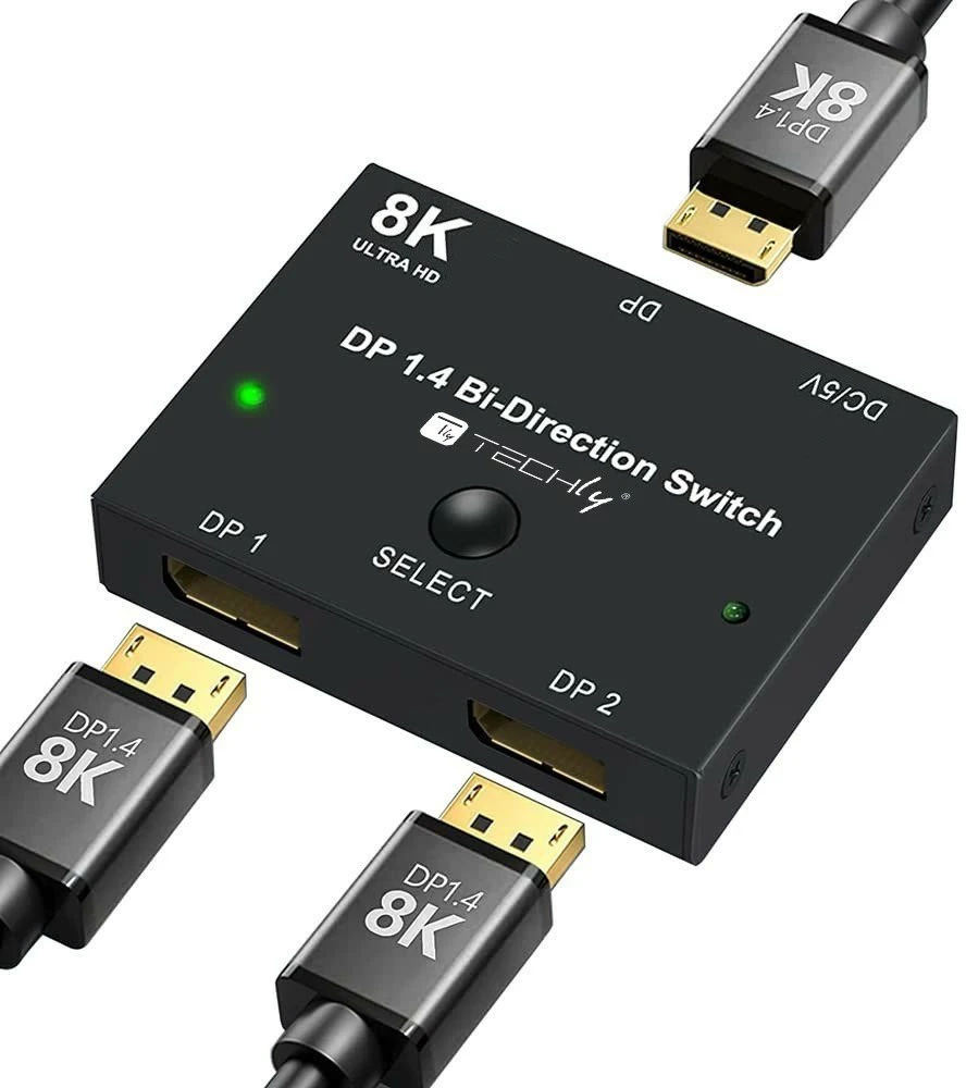 Techly IDATA-DP-2DP-8KT vaizdo signalo jungiklis DisplayPort