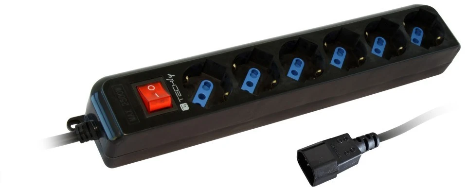 Techly IUPS-PCP-6V elektros tinklo ilgintuvas 1,5 m 6 AC išvestis(ys / čių) Juoda