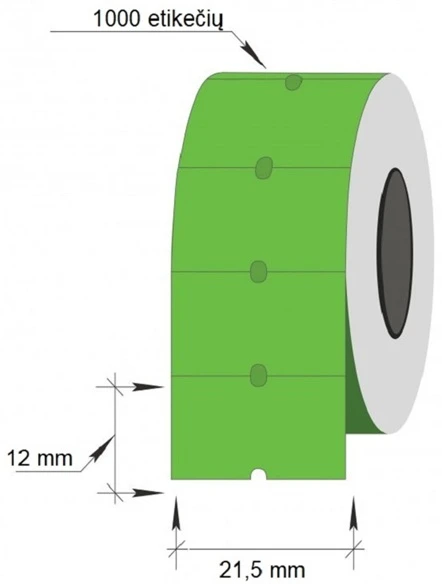 Technoinform Kainų etiketės 21,5×12, stačiakampės, 1000vnt, žalios spalvos