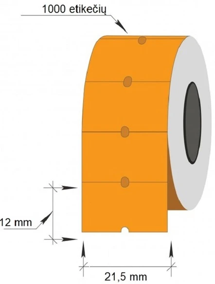 Technoinform Kainų etiketės 21,5×12, stačiakampės, 1000vnt, oranžinės spalvos