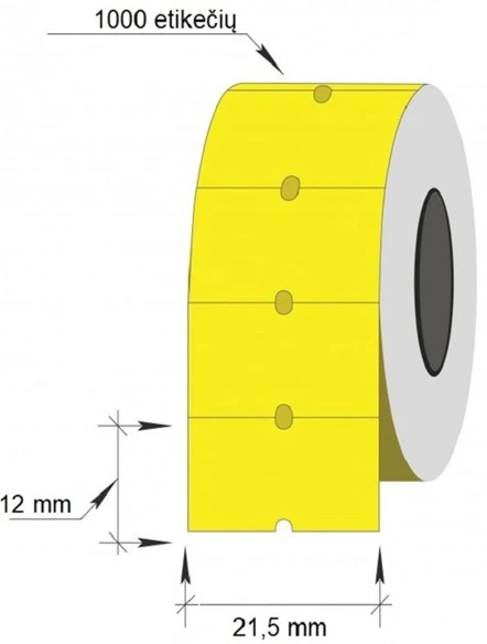 Technoinform Kainų etiketės 21,5×12, stačiakampės, 1000vnt, geltonos spalvos