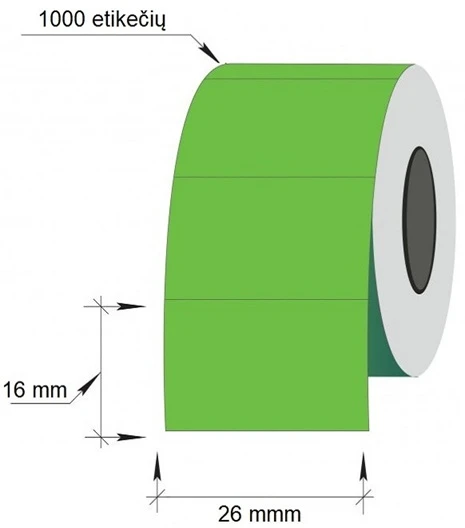 Technoinform Kainų etiketės 26x16mm, stačiakampės, 1000vnt, žalios spalvos
